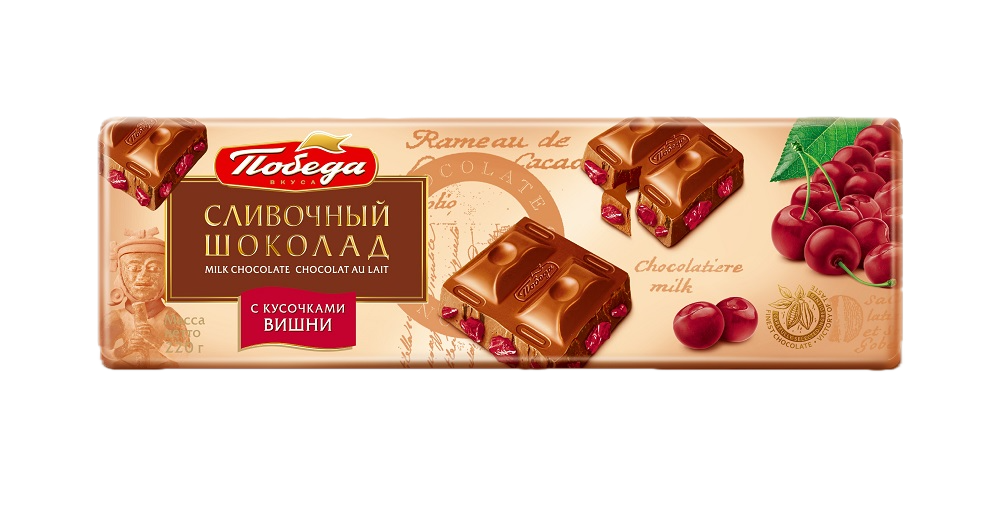 Шоколад молочный Сливочный с кусочками вишни